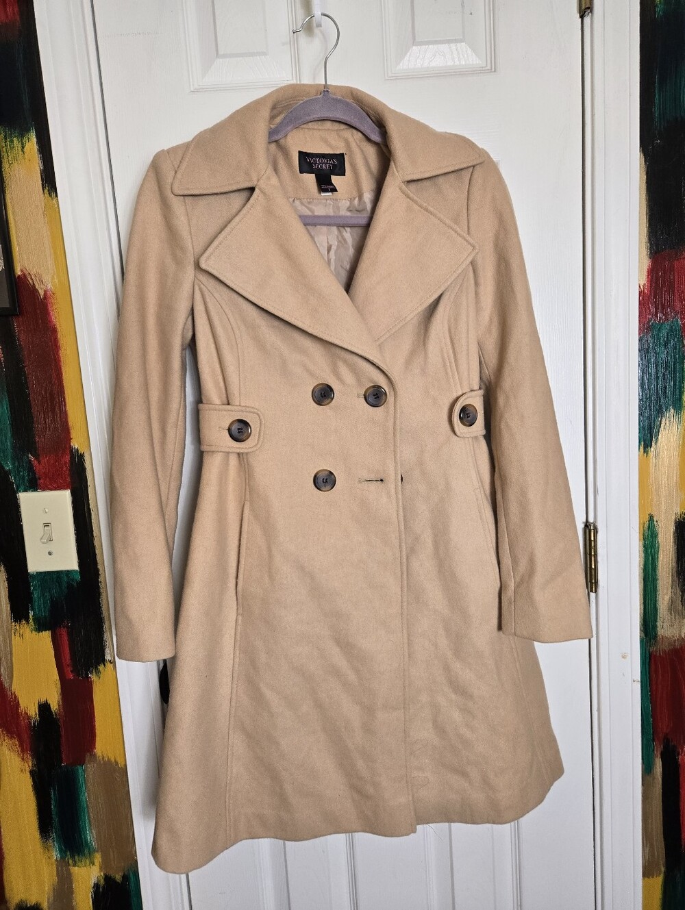 Victoria's Secret Wool Blend Honey Beige Longer Peacoat Size 2